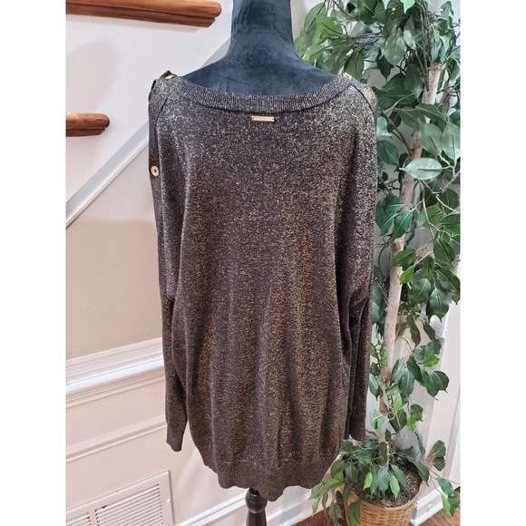 Michael Kors Womens Gray Long Sleeve Casual Round Neck Top Blouse Size 2X - Picture 7 of 12